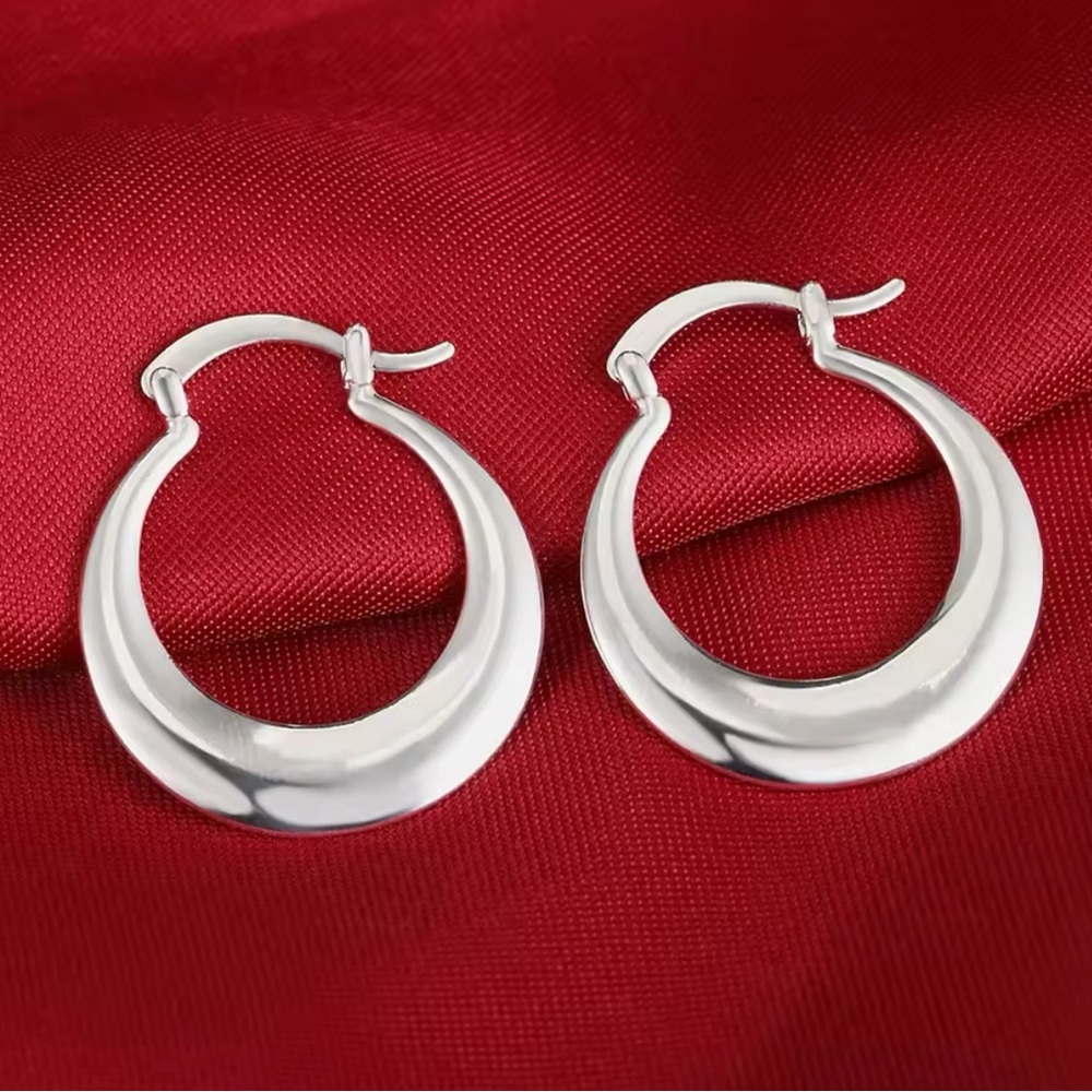 Silver Crescent Hoop Earrings Elegant Design